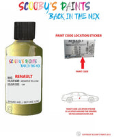 renault megane absinthe yellow code location sticker c99 touch up paint 2000 2013