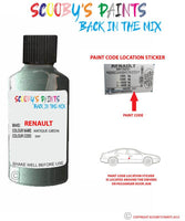 renault megane antique green code location sticker d97 touch up paint 2003 2011