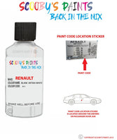 renault clio blanc artika white code location sticker a11 touch up paint 2012 2013