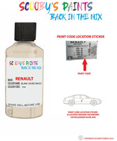 renault megane blanc ivoire white code location sticker d16 touch up paint 2005 2019