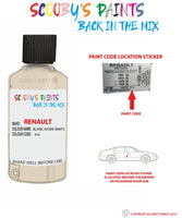 renault clio blanc ivoire white code location sticker d16 touch up paint 2005 2019