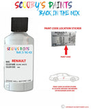 renault clio blanc white code location sticker qnc touch up paint 2010 2019
