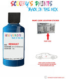 renault megane bleu extreme blue code location sticker rna touch up paint 2005 2012