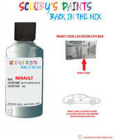 renault clio bleu iceberg blue code location sticker rnk touch up paint 2006 2011