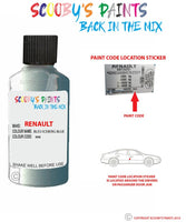 renault megane bleu iceberg blue code location sticker rnk touch up paint 2006 2011