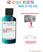 renault scenic bleu intense blue code location sticker i44 touch up paint 2003 2013