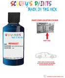 renault megane bleu odyssee blue code location sticker d44 touch up paint 2000 2011