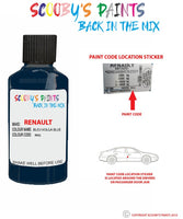 renault captur bleu volga blue code location sticker rnq k44 touch up paint 2005 2019