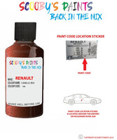 renault kangoo canelle red code location sticker 189 touch up paint 1999 2004
