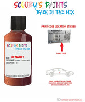 renault scenic cuivre copper red code location sticker b73 touch up paint 2000 2003