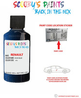 renault megane dusk blue code location sticker 472 touch up paint 1992 2013