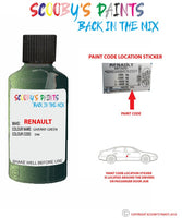 renault clio giverny green code location sticker d96 touch up paint 2001 2013
