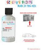 renault megane givre white code location sticker qnd touch up paint 2010 2018