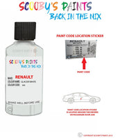 renault modus glacier white code location sticker 369 touch up paint 1990 2020
