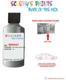 renault megane gris fjord silver grey code location sticker 920 z65 touch up paint 1996 2008