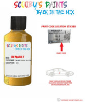 renault clio jaune soleil yellow code location sticker d30 touch up paint 2001 2004