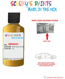 renault clio jaune soleil yellow code location sticker d30 touch up paint 2001 2004