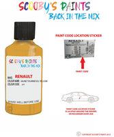 renault clio jaune tournesol yellow code location sticker 377 touch up paint 1996 2002
