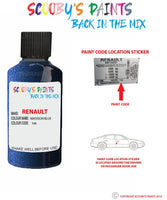 renault koleos massion blue code location sticker txb touch up paint 2016 2019