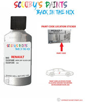 renault captur mercury silver grey code location sticker d69 touch up paint 2004 2020