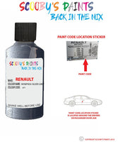 renault clio nymphea silver grey code location sticker 671 touch up paint 1997 2002