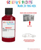 renault laguna rouge andalou red code location sticker 731 touch up paint 2000 2004