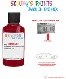 renault megane rouge andalou red code location sticker 731 touch up paint 2000 2004