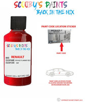 renault clio rouge flamme red code location sticker nnp touch up paint 2011 2019