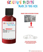 renault captur rouge fusion red code location sticker npi touch up paint 2017 2020