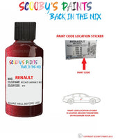 renault clio rouge garance red code location sticker b79 touch up paint 2001 2008