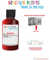 renault koleos rouge intense red code location sticker nnd touch up paint 2006 2015