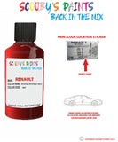 renault laguna rouge intense red code location sticker nnd touch up paint 2006 2015