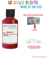 renault koleos rouge oriental red code location sticker nxd touch up paint 2011 2016