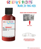 renault clio rouge toreador red code location sticker 21b touch up paint 2008 2010