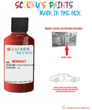 renault clio rouge toreador red code location sticker 21b touch up paint 2008 2010