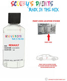 renault latitude solid white code location sticker qxb touch up paint 2010 2019