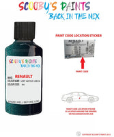 renault laguna vert abysse green code location sticker 903 touch up paint 1991 2009