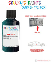 renault megane vert abysse green code location sticker 903 touch up paint 1991 2009