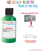 renault clio vert alien green code location sticker dnr touch up paint 2009 2013