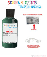 renault clio vert anglais green code location sticker 963 touch up paint 1992 1999