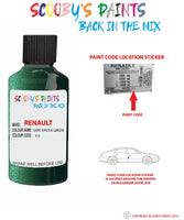 renault clio vert epicea green code location sticker z13 926 touch up paint 1997 2004