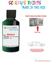 renault scenic vert vetiver green code location sticker dnh touch up paint 2007 2011