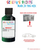 renault megane vert vetiver green code location sticker dnh touch up paint 2007 2011