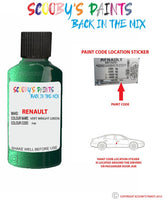 renault clio vert wright green code location sticker f99 touch up paint 2005 2006