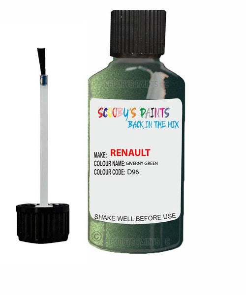 renault scenic giverny green code d96 touch up paint 2001 2013 Scratch Stone Chip Repair 