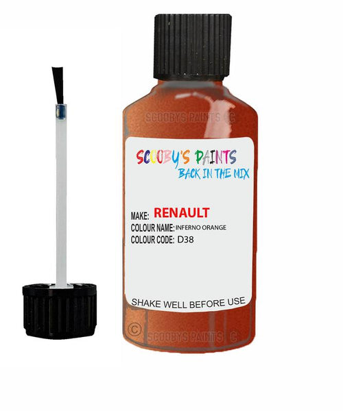 renault megane inferno orange code d38 touch up paint 2003 2007 Scratch Stone Chip Repair 