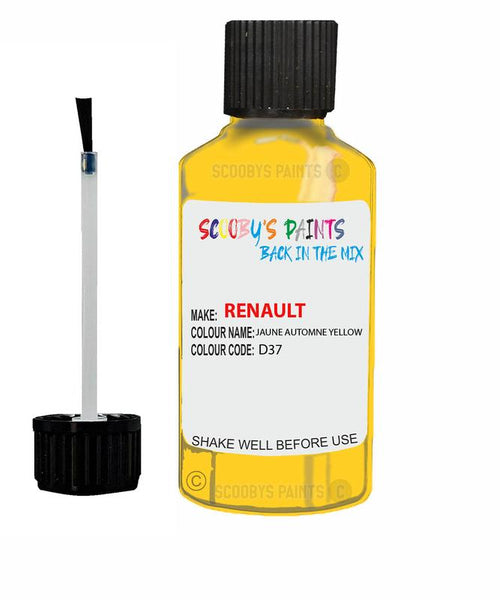 renault scenic jaune automne yellow code d37 touch up paint 2003 2014 Scratch Stone Chip Repair 