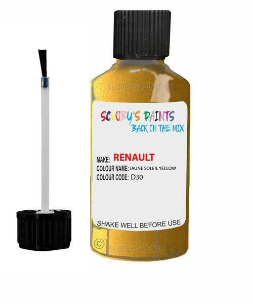 renault clio jaune soleil yellow code d30 touch up paint 2001 2004 Scratch Stone Chip Repair 
