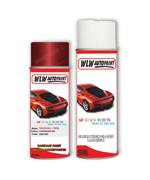 vauxhall corsa pomegranate red aerosol spray car paint clear lacquer 2gu 50c gblBody repair basecoat dent colour