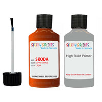 skoda touch up paint with anti rust primer RAPID COPPER ORANGE scratch Repair Paint Code LA2W